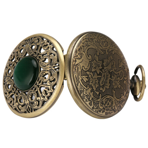 1Pc Simple Coffee Clamshell Pocket Watch Quartz Hanging Accessory