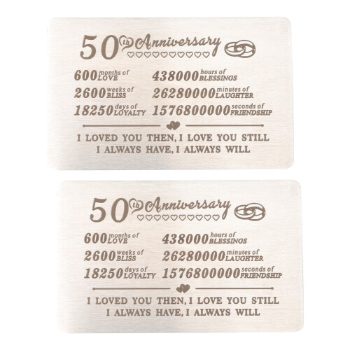 2St Silver Anniversary Wallet Cards I Rostfritt För Make Maka
