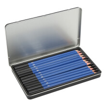 12PCS Glossy Sketch Pencils Kit with Iron Box for Beginners & Artists