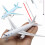 Creative Airplane Toy 777 Alloy Construction Lights Music Pull Back White 6