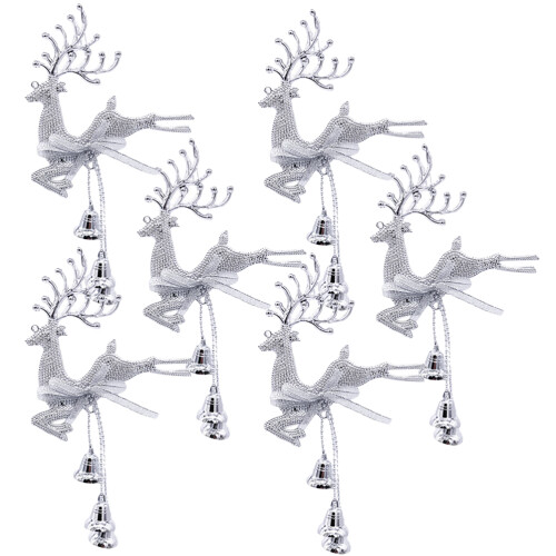 12Pcs Lightweight Silver Reindeer Xmas Hanging Decorations for Tree