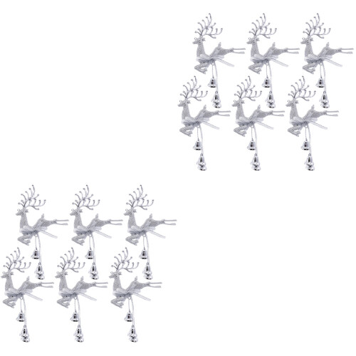 12Pcs Lightweight Silver Reindeer Xmas Hanging Decorations for Tree 2