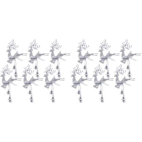 12Pcs Lightweight Silver Reindeer Xmas Hanging Decorations for Tree 1