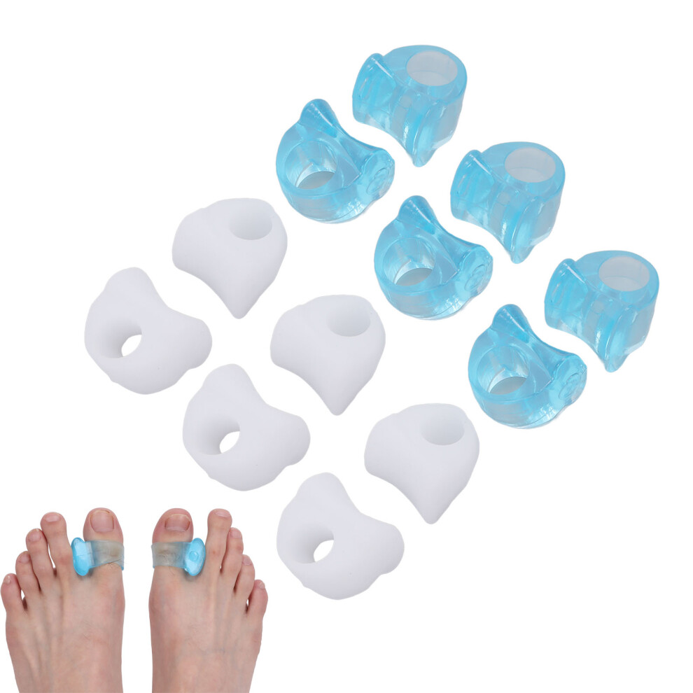 6 Pairs Silicone Toe Separators for Bunion Pain Relief Blue & White