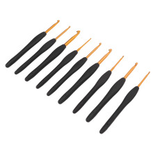9 Stück Aluminium-Häkelnadeln-Set mit schwarzen Griffen, 2,0–6,0 mm