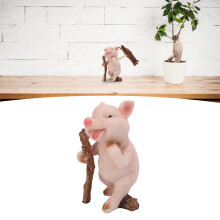 Statue en résine de cochon, texturée, ornement mignon pour étagère