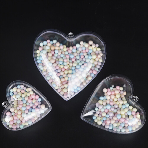 12Pcs Clear Plastic Fillable Heart Balls Christmas Tree Decor 2