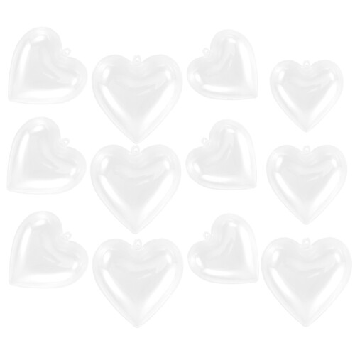12Pcs Clear Plastic Fillable Heart Balls Christmas Tree Decor 1
