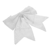 5Pcs Silver Fabric Christmas Bows Rhinestone Decor for Tree and Crafts