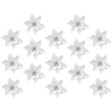 15Stk Filigrane Weihnachtsblumen Silber Zur DIY Baumschmückung