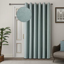 100% Thermal Blackout Linen sage green Curtain Insulated Winter Warm Door Panel (66X84 in) Ring Top