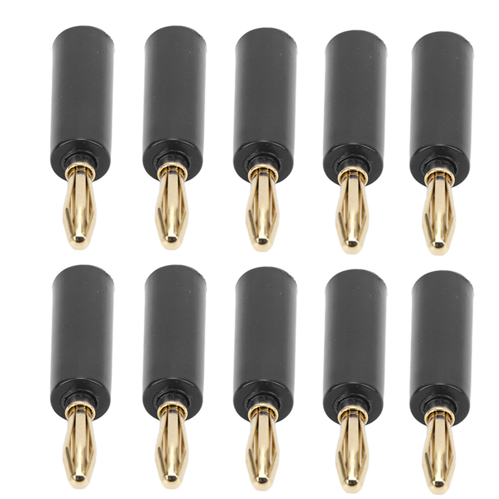 10Pcs Black Solderless Banana Plugs For 12-18 Awg Speaker Wires 7901357631264