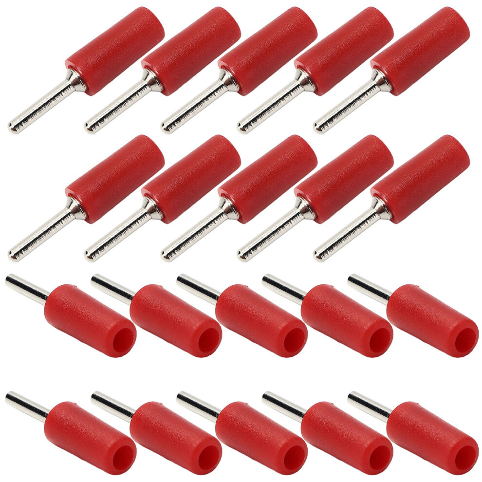 20Pcs 2Mm Banana Plug Set Nickel Brass Waterproof Connectors Red Colour 8781357631445