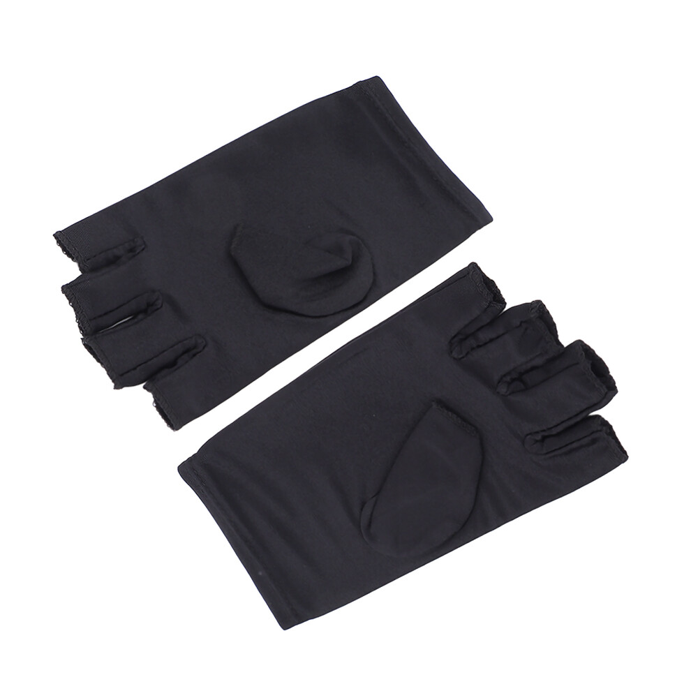 Black/Light Fiber Cotton Uv Nail Gloves Anti- Uv Fingerless Nail Tools