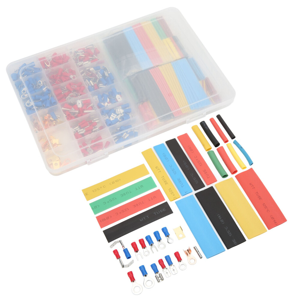 350Pcs Cold Press Insulated Wire Crimp Terminals + 328Pcs Heat Shrink Tubing 9341357631754