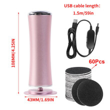 (Pink) UK Electric Foot File Hard Skin Remover with 60pcs Replacement Sandpaper Discs, Foot Dead Skin Remover, Speed Adjustable Callus Remover