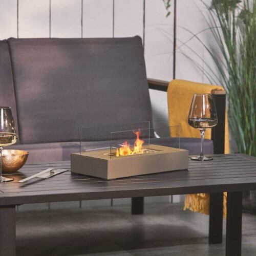(Hammer Stone Grey) Rectangle Bioethanol Tabletop Fireplace 1