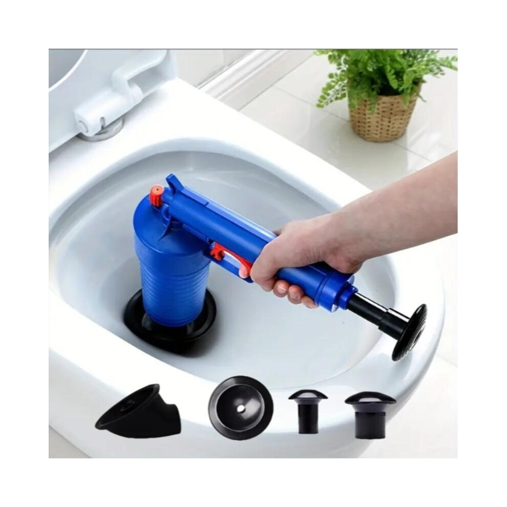 (Blue, 1Pc) Pressure Drainage Pump With Accessories, Pneumatic Toilet Plunger, Manual Pump Cleaner, Air Pressure Drain Pump Pipe Dredge Tool For 8011452205495