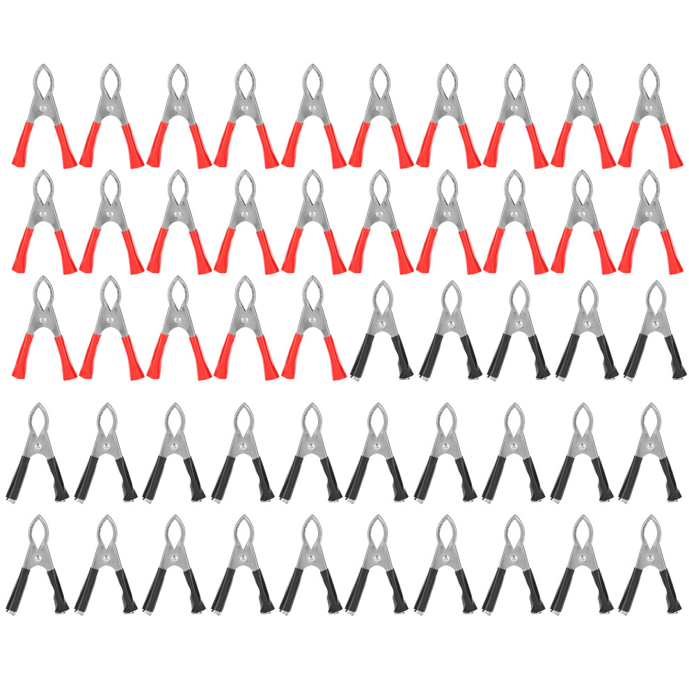 50Pcs Red Black Battery Cable Clip 30A Steel Pvc Insulated Power Inverter Clamp 9361357632650