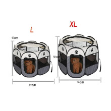 (XL) Pet Playpen for Dogs and Cats - Soft Fabric Portable Run Cage for Rabbit, Hamster, and Guinea Pig - Grey