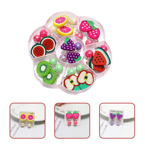 7Pares Pendientes De Arcilla Clips Multicolor 2