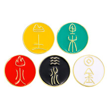 25Pcs Creative Chinese Character Brooch Pins Durable Metal Lapel Pins
