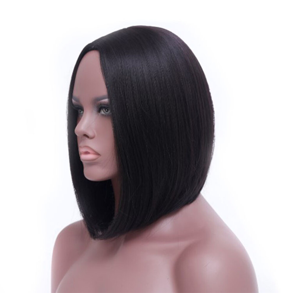 Short Human Hair Wig Bob 35cm Heat-Resistant Full Thicker Style