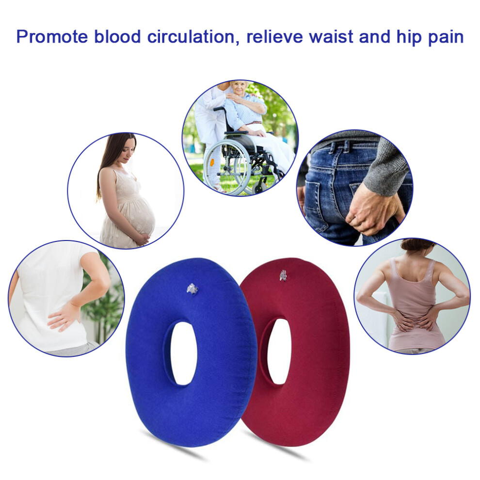 Gray 2Pcs Inflatable Donut Seat Cushions With Pump, 37*13Cm