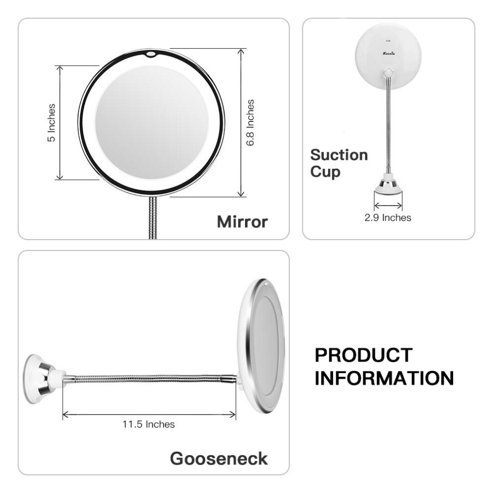Light 10X Magnifying Cosmetic Mirror With Led And 360 Rotation For Travel