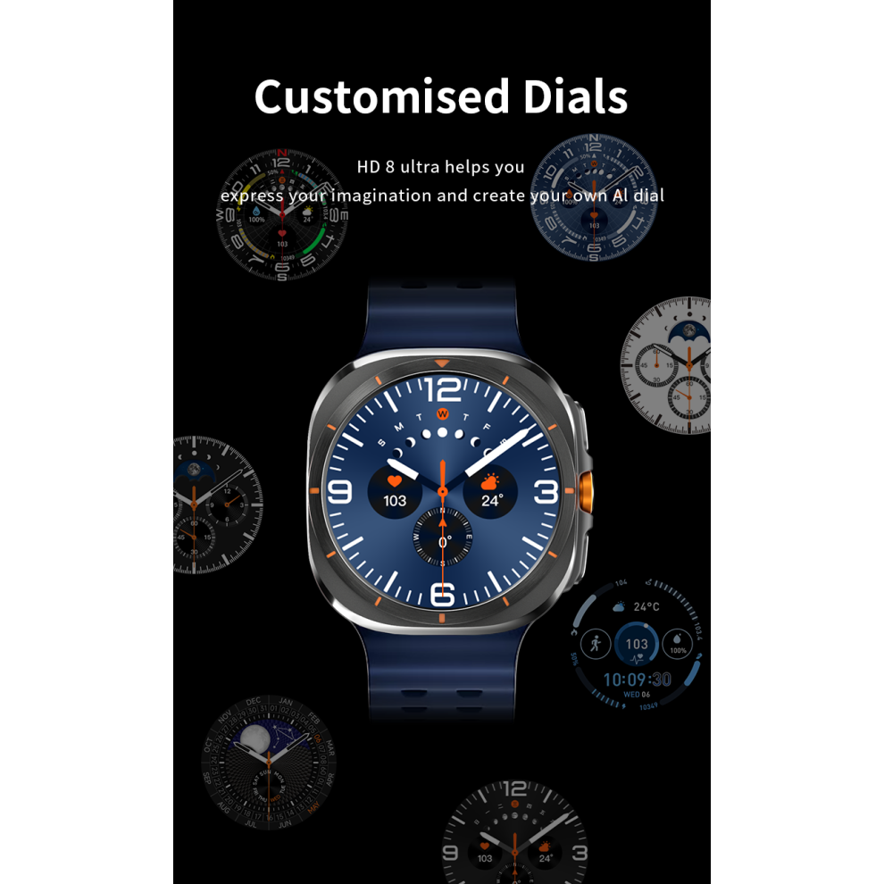 (Black) Smart Watch GPS Outdoor Sports BT Call Smartwatch Watch 8 Ultra ...