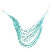 Blue Fashion Necklace Girls Pendant Multi-Layer Beads for Women