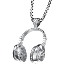 1Pc Silver Titanium Steel Headset Necklace Men Creative Neck Pendant