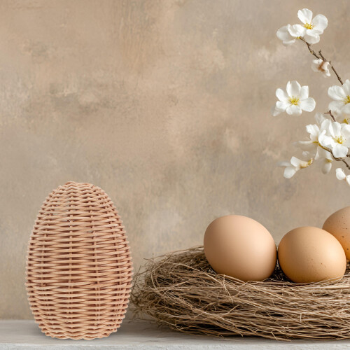 3Ornements Oeufs En Rotin Faits Main Décor Rustique Pour Panier 2