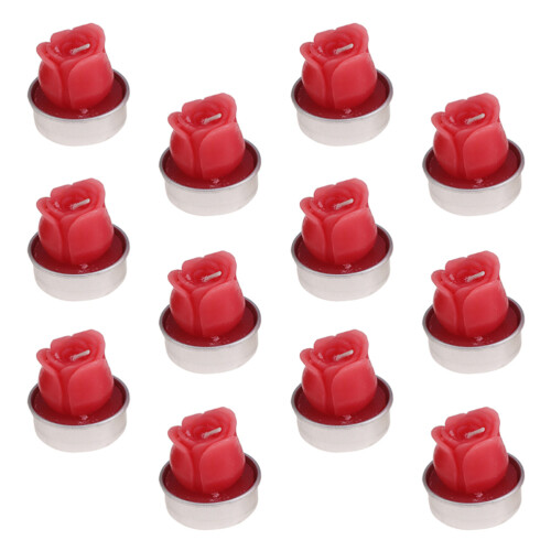 12Pcs Simulation Plant Rose Candles Red Smokeless Aromatherapy Decor 1