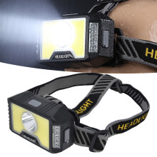 Wasserdichte Outdoor-LED-COB-Stirnlampe mit 3 Modi, USB-aufladbar, Camping-Kopflampe