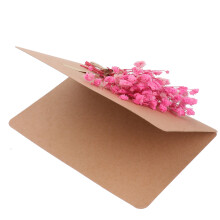 Kreativ Rosa 3D Papperkort Torkade Blommor Bröllop Julhälsning