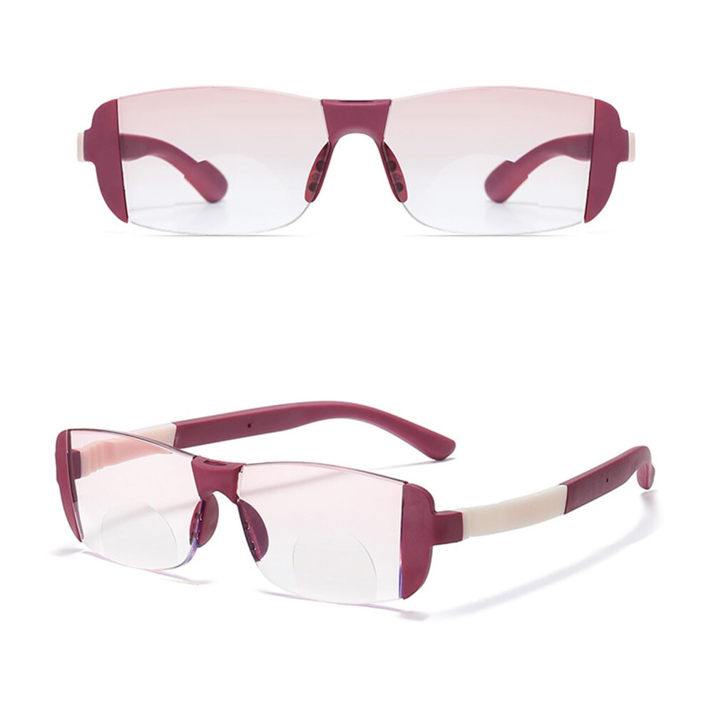 Blue/Light/Red Rimless Reading Glasses 2 Pack Flexible Tr90 Blocking Multifocus Computer Readers Size 2.0X
