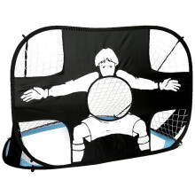 2 In 1 Folding Soccer Goal Movable Practice Net Nylon Construction Lightweight Portable Blue
