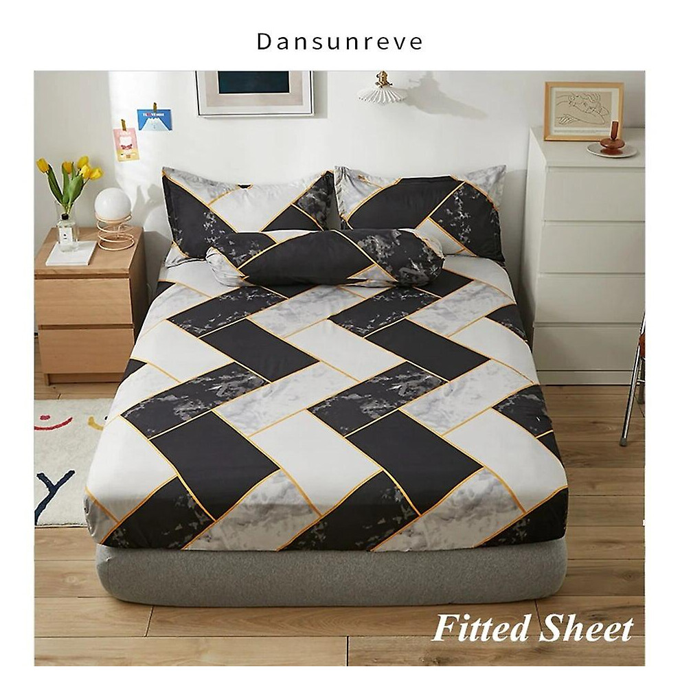 Kikidex (As Show, One Size) Fitted Sheet With Elastic Band Plaid Polygon Pattern Gothic Bedding Sheets Luxury Bedspreads For Double Bed 180X200cm