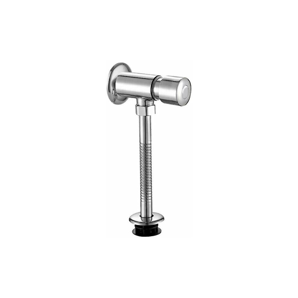 Kikidex (As Show, One Size) Chrome Urinal Flush Valve, Button Type, Wall Mount, Auto Shut Off For Toilet.