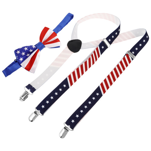 Set Cravatta A Usa Con Clip E Cinturino