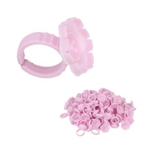 100 Stück pinke Blumen-Kleberinge für Wimpernverlängerungen, Durchmesser 1,8 cm