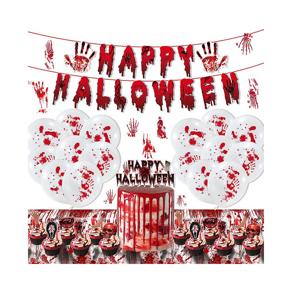 Kikidex (As Show, One Size) Halloween Blood Party Bleeding Hand Saw Ax Skull Knife Horror Decorative Atmosphere Latex Balloon Set