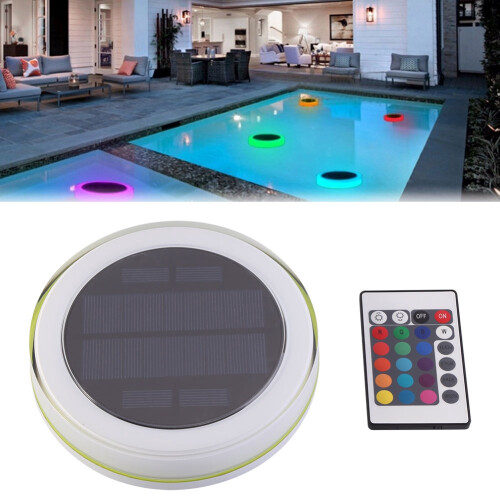 Solar RGB Floating Pool Fountain Light with Remote Control, 14.8cm