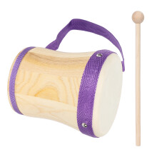 Wooden Drum with Sheepskin Head for Kids, 20 cm Diameter, Includes Stick