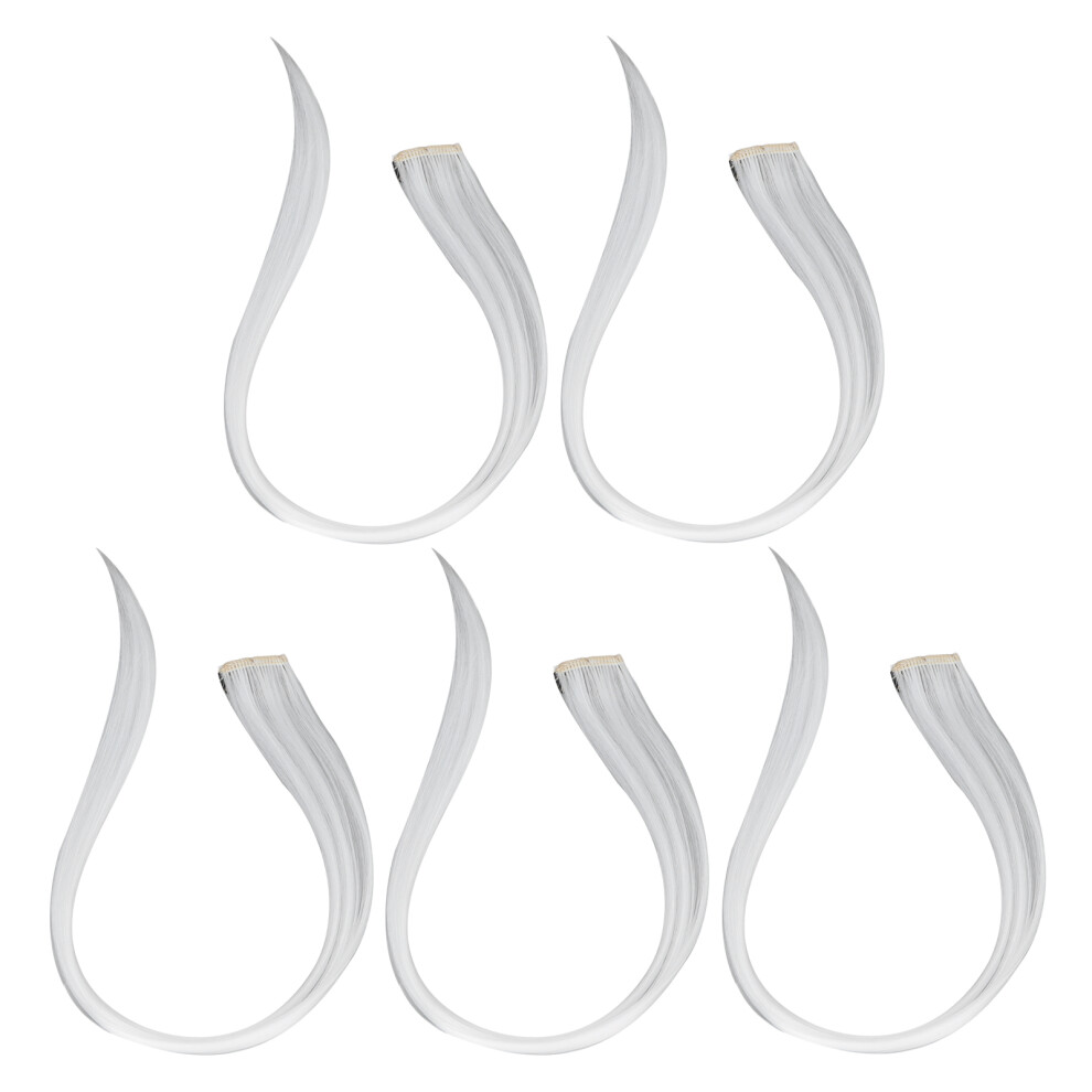 Cosplay Hair Clip Extensions 5pcs White Individually Wrapped 80cm