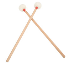 2Pcs Non-Slip Red Drum Mallet Set with Felt Head & Wood Handle