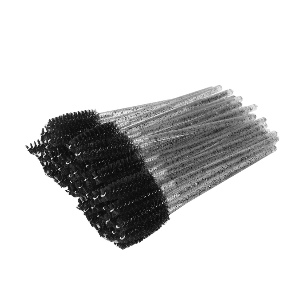 Black 50Pcs Disposable Eyelash Brushes Portable Mascara Wand Applicators