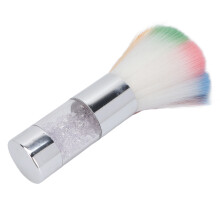 Portable Single Colorful Fluffy Blusher & Nail Dust Brush, Silver