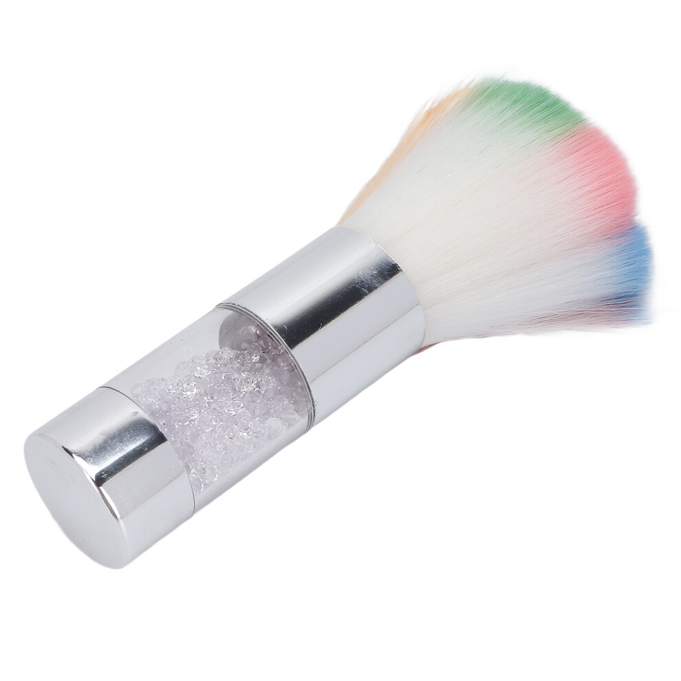 Portable Single Colorful Fluffy Blusher & Nail Dust Brush, Silver